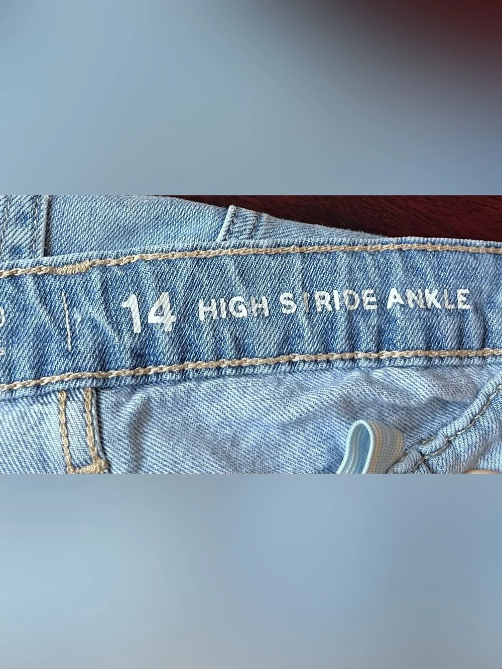 GAP Girls High Rise Ankle Colorblock Light Wash Jeans Size 14 Cotton Adjust